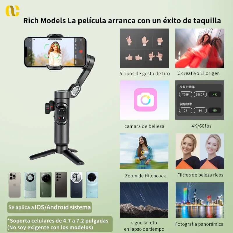 AOCHUAN Smart XE - Estabilizador de 3 ejes con rueda de enfoque